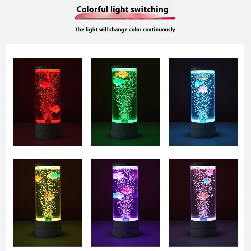 Simulation LED Colorful Large Bubble Fish Light USB Plug-in Small Night Lamp